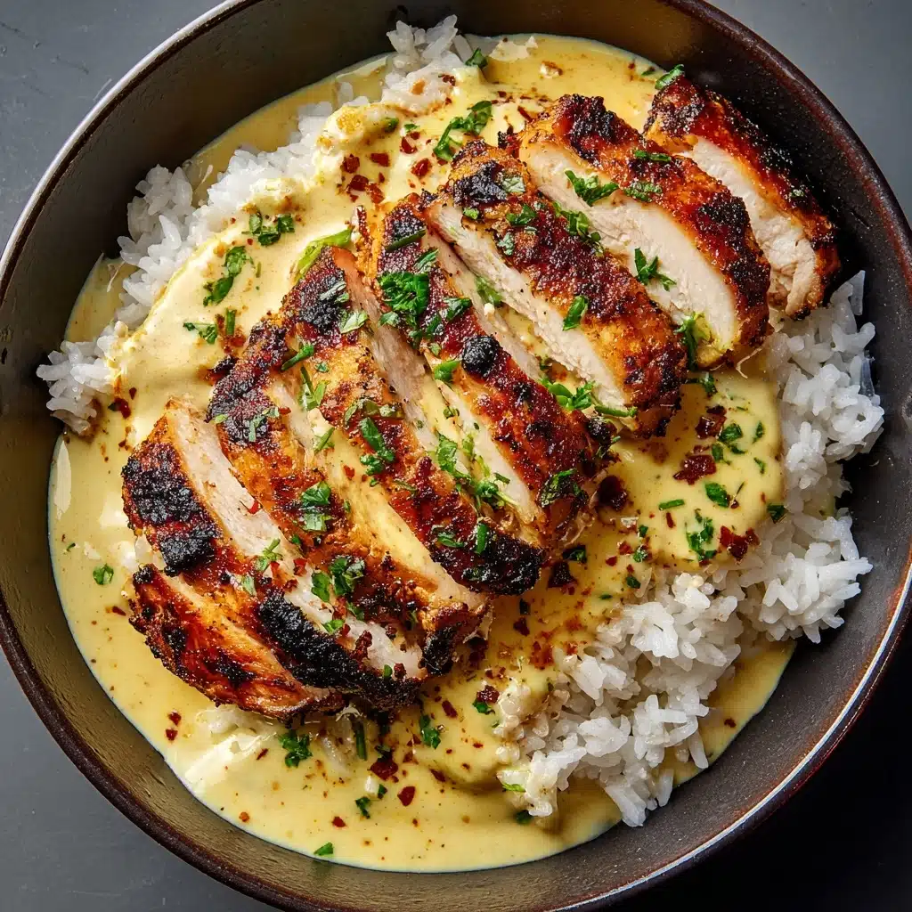 Chicken & Rice Bowls with Creamy Garlic Sauce Recipe - Recipe Image