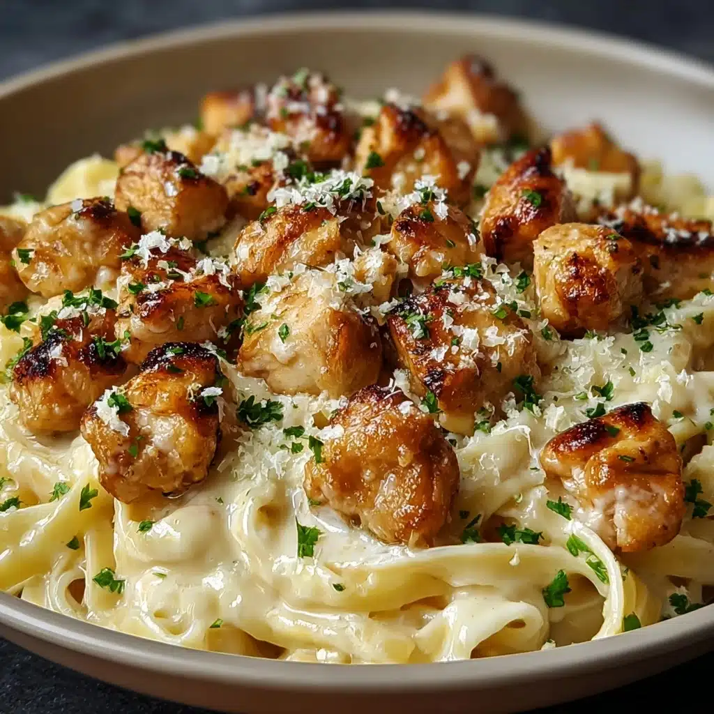 Chicken Bites with Creamy Parmesan Pasta Recipe - Recipe Image