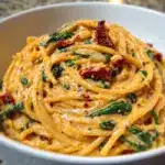 Spaghetti & Spinach with Sun-Dried Tomato Cream Sauce Recipe