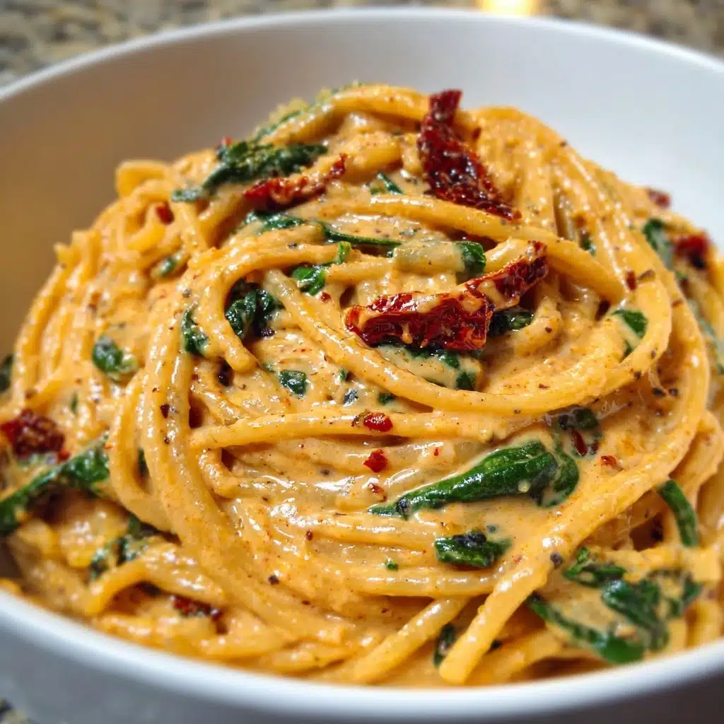 Spaghetti & Spinach with Sun-Dried Tomato Cream Sauce Recipe