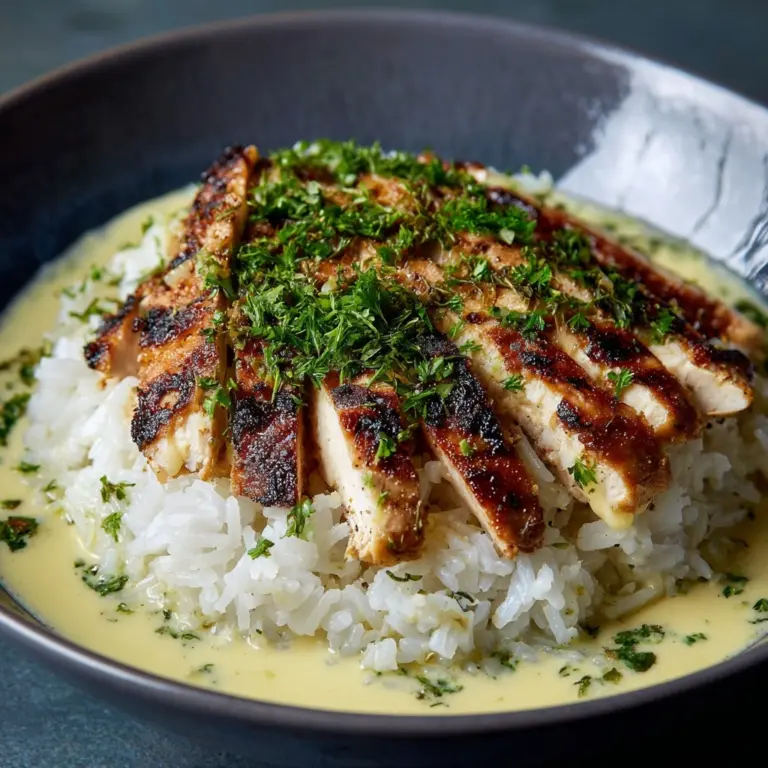 Chicken & Rice Bowls with Creamy Garlic Sauce Recipe