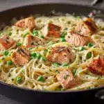 Salmon Alfredo Creamy Fettuccine Recipe
