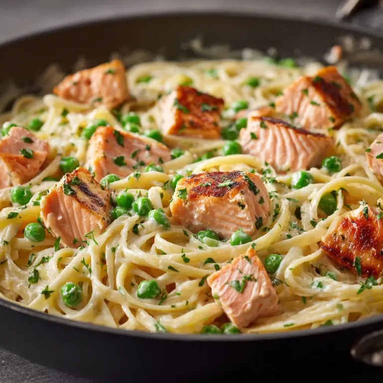 Salmon Alfredo Creamy Fettuccine Recipe