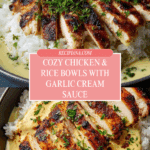 Chicken & Rice Bowls with Creamy Garlic Sauce Recipe