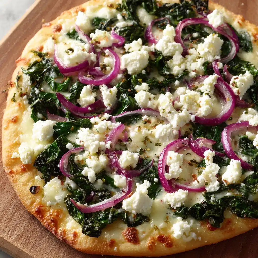 Tasty Spinach and Feta Flatbread Pizza - theamazingfood Recipe - Recipe Image
