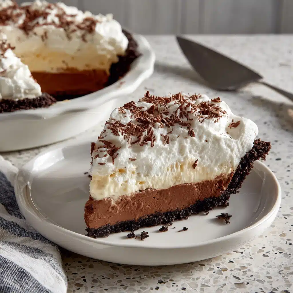 Brownie Bottom Chocolate Pudding Pie Recipe - Recipe Image