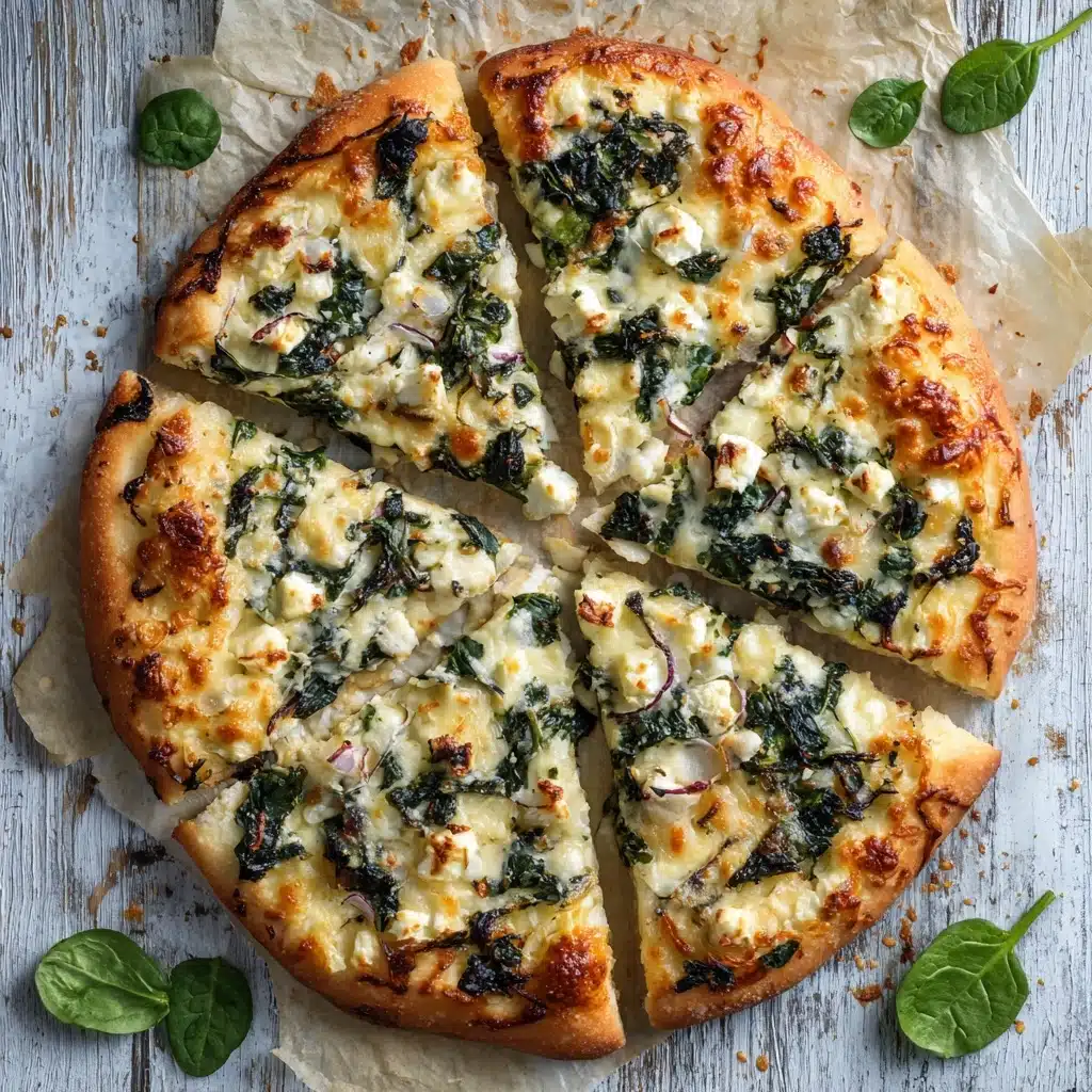 Tasty Spinach and Feta Flatbread Pizza - theamazingfood Recipe - Recipe Image