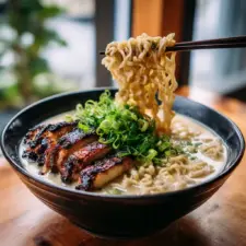 Fiery Chicken Ramen with Creamy Garlic Sauce Recipe