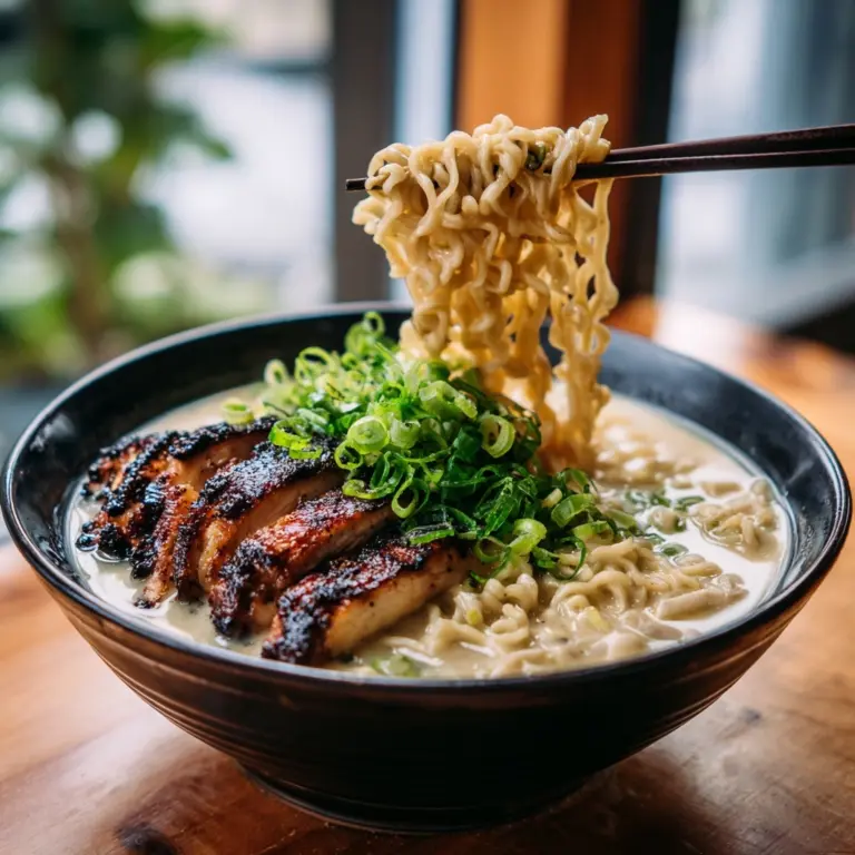 Fiery Chicken Ramen with Creamy Garlic Sauce Recipe