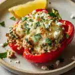 Baked Greek Stuffed Peppers with Chicken Recipe