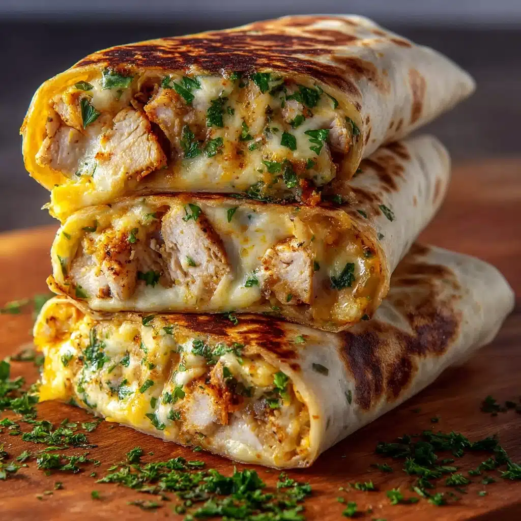 Ooey-Gooey Cheesy Garlic Chicken Wraps You’ll Devour Recipe - Recipe Image