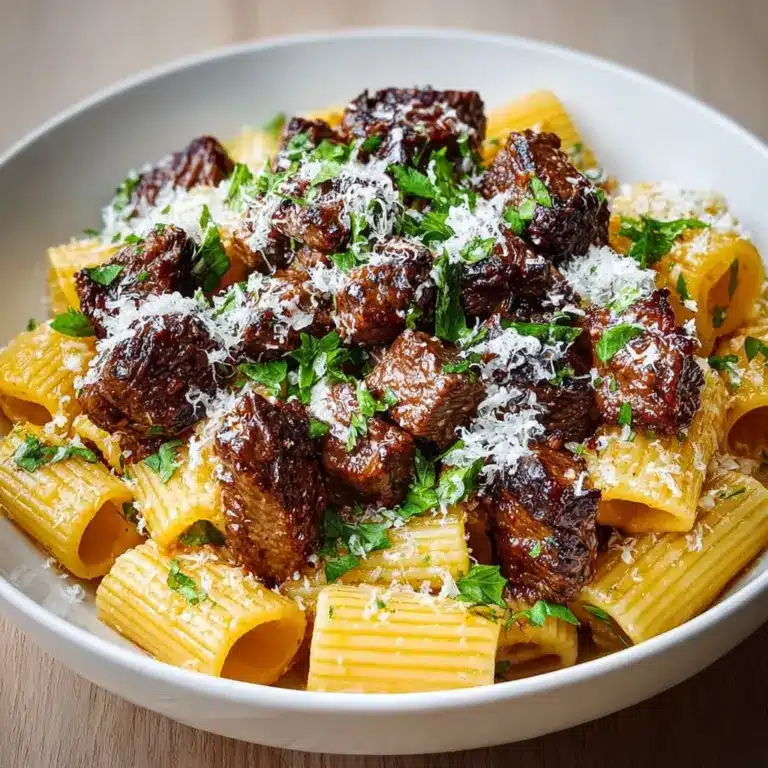 Cajun Steak Tips in Cheesy Rigatoni Parmesan Sauce Recipe