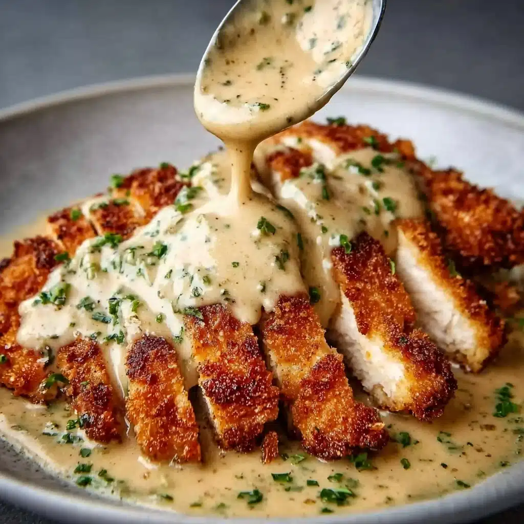 Parmesan Crusted Chicken with Creamy Garlic Sauce Recipe - Recipe Image