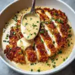 Parmesan Crusted Chicken with Creamy Garlic Sauce Recipe