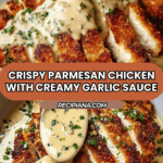 Parmesan Crusted Chicken with Creamy Garlic Sauce Recipe