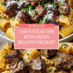 Cajun Steak Tips in Cheesy Rigatoni Parmesan Sauce Recipe