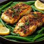 * Return the seared tilapia fillets and the cooked green beans to the skillet with the sauce Recipe