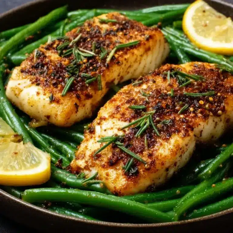 * Return the seared tilapia fillets and the cooked green beans to the skillet with the sauce Recipe
