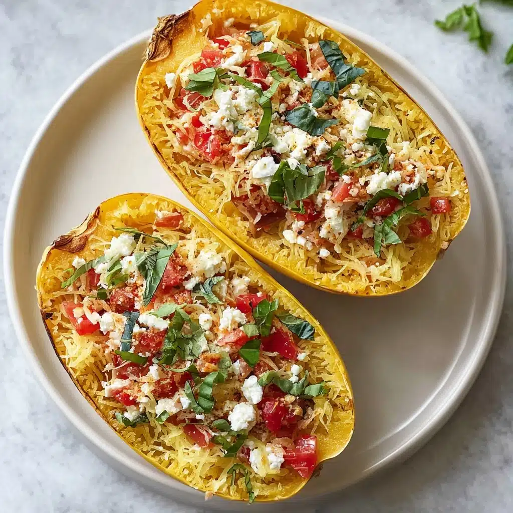 Easy Baked Feta Spaghetti Squash w/Tomato & Peppers Recipe - Recipe Image