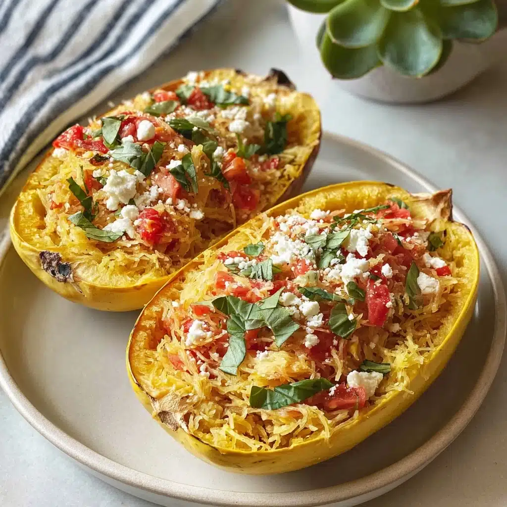 Easy Baked Feta Spaghetti Squash w/Tomato & Peppers Recipe - Recipe Image