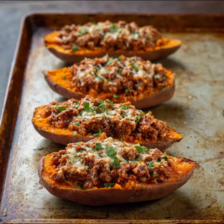 High Protein Ground Turkey Stuffed Sweet Potato Recipe