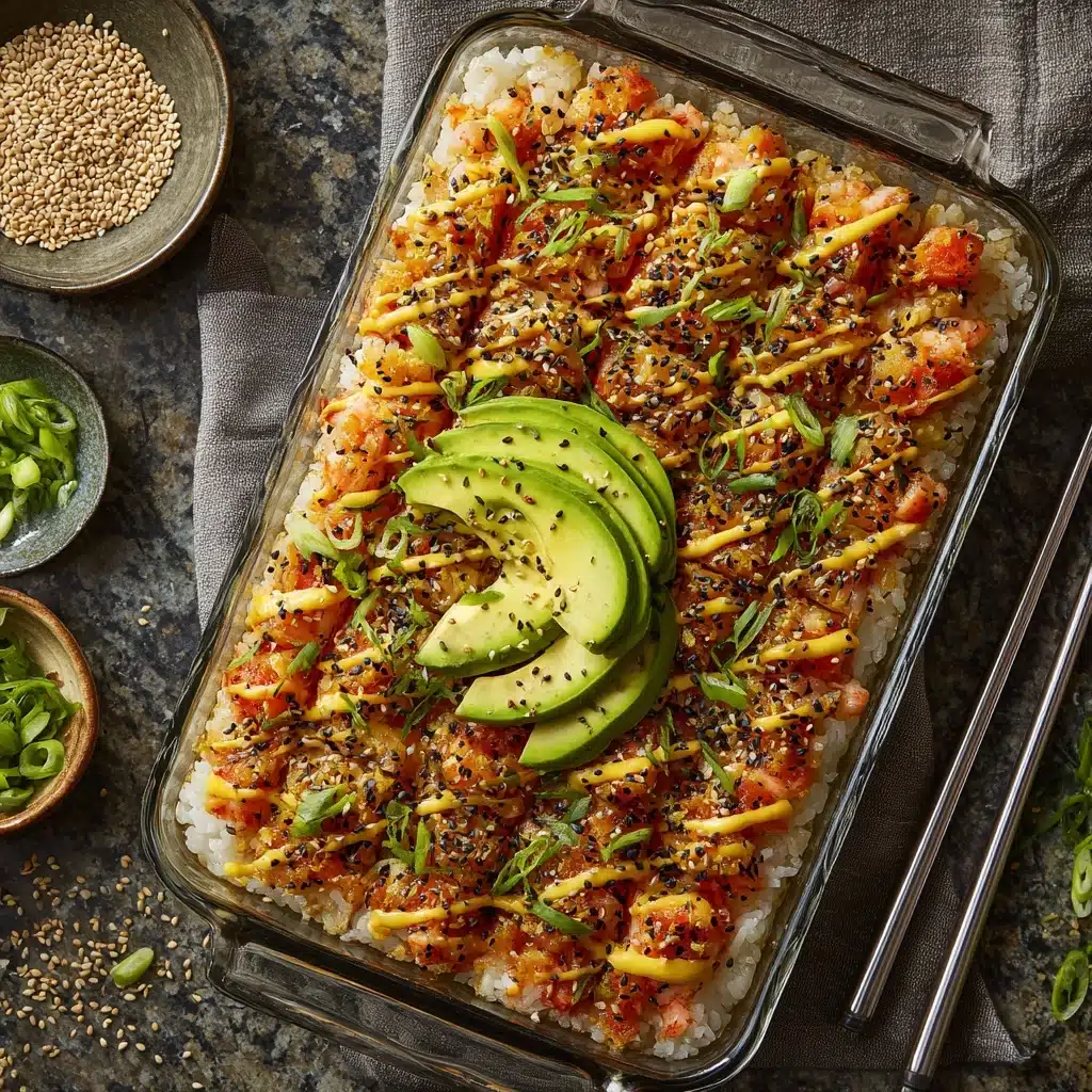 Sushi Bake Recipe Imitation Crab (Sushi Casserole) Recipe - Recipe Image