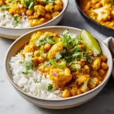 Cozy Vegan Cauliflower Chickpea Coconut Curry Recipe