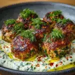 en Kofta with Creamy Garlic Yogurt Sauce Recipe