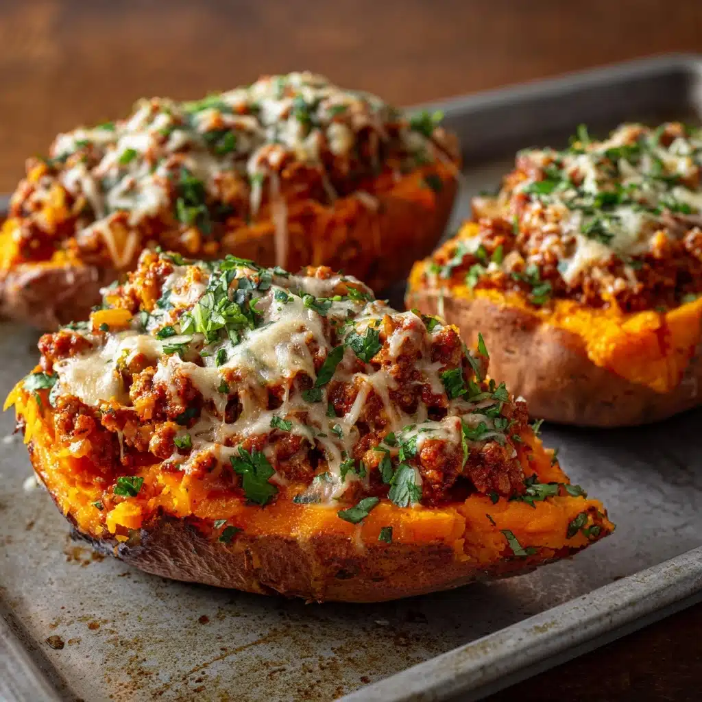 High Protein Ground Turkey Stuffed Sweet Potato Recipe - Recipe Image