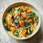 Creamy Orzo with Roasted Butternut Squash and Spinach Recipe