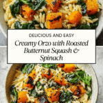 Creamy Orzo with Roasted Butternut Squash and Spinach Recipe