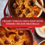 Creamy Tomato Orzo Soup with Chicken Meatballs Recipe