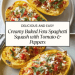 Easy Baked Feta Spaghetti Squash w/Tomato & Peppers Recipe