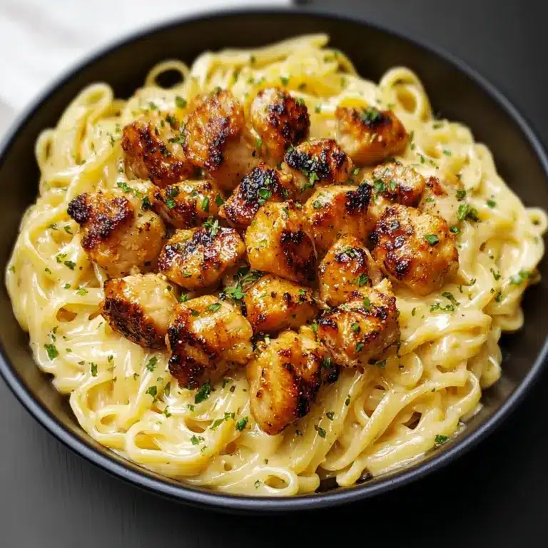 Garlic Butter Chicken Bites with Creamy Parmesan Pasta Recipe