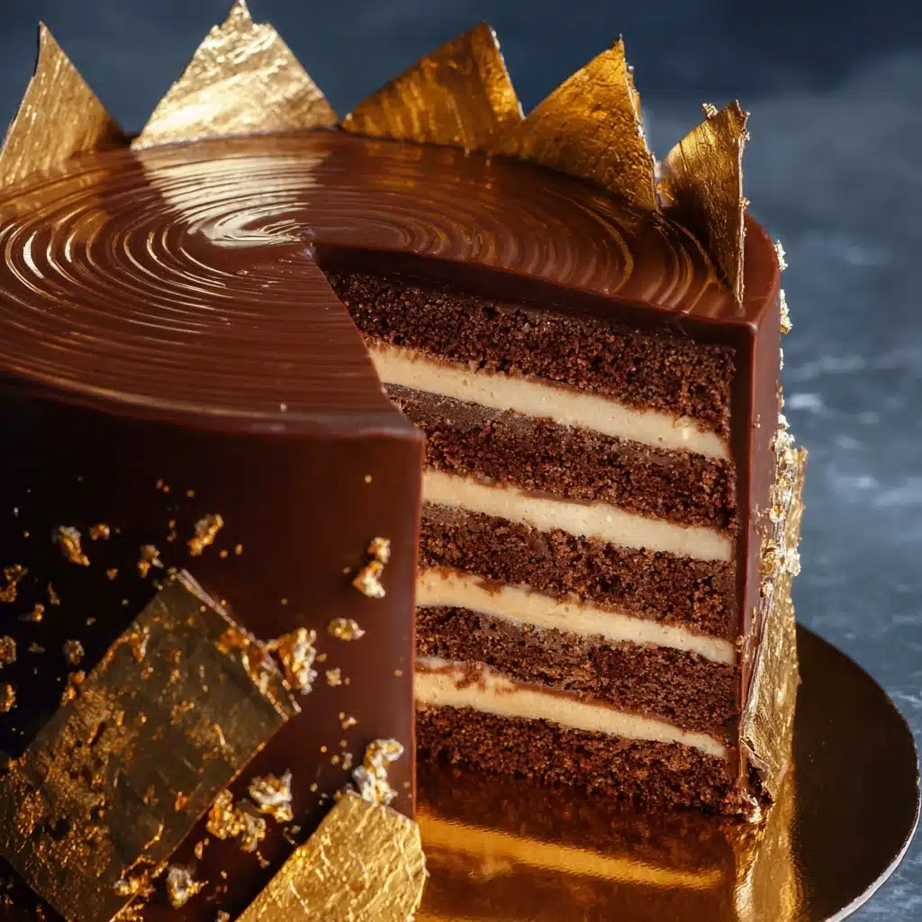 Classic French Opera Cake Recipe with Gold Leaf Garnish Recipe - Recipe Image