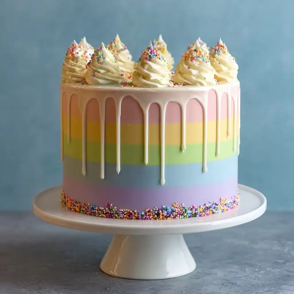 Rainbow Ombre Drip Layer Cake Recipe