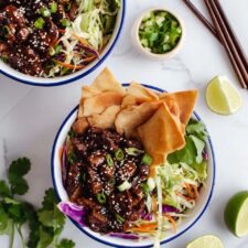 Teriyaki Chicken Wonton Taco Bowls Recipe