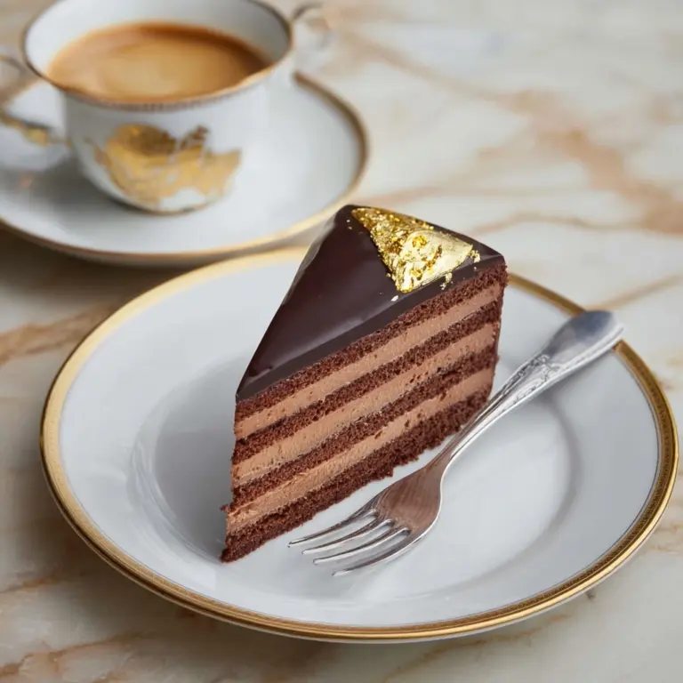 Classic French Opera Cake Recipe with Gold Leaf Garnish Recipe
