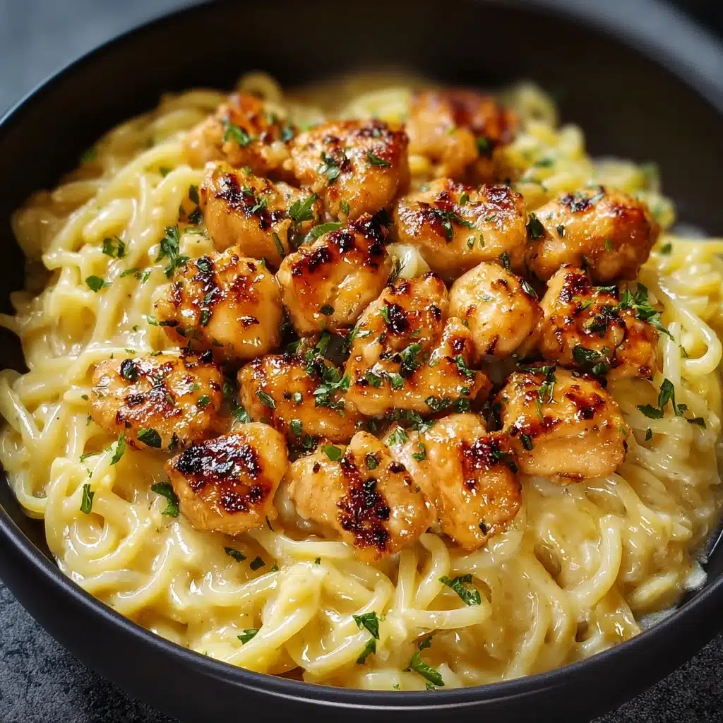 Garlic Butter Chicken Bites with Creamy Parmesan Pasta Recipe - Recipe Image