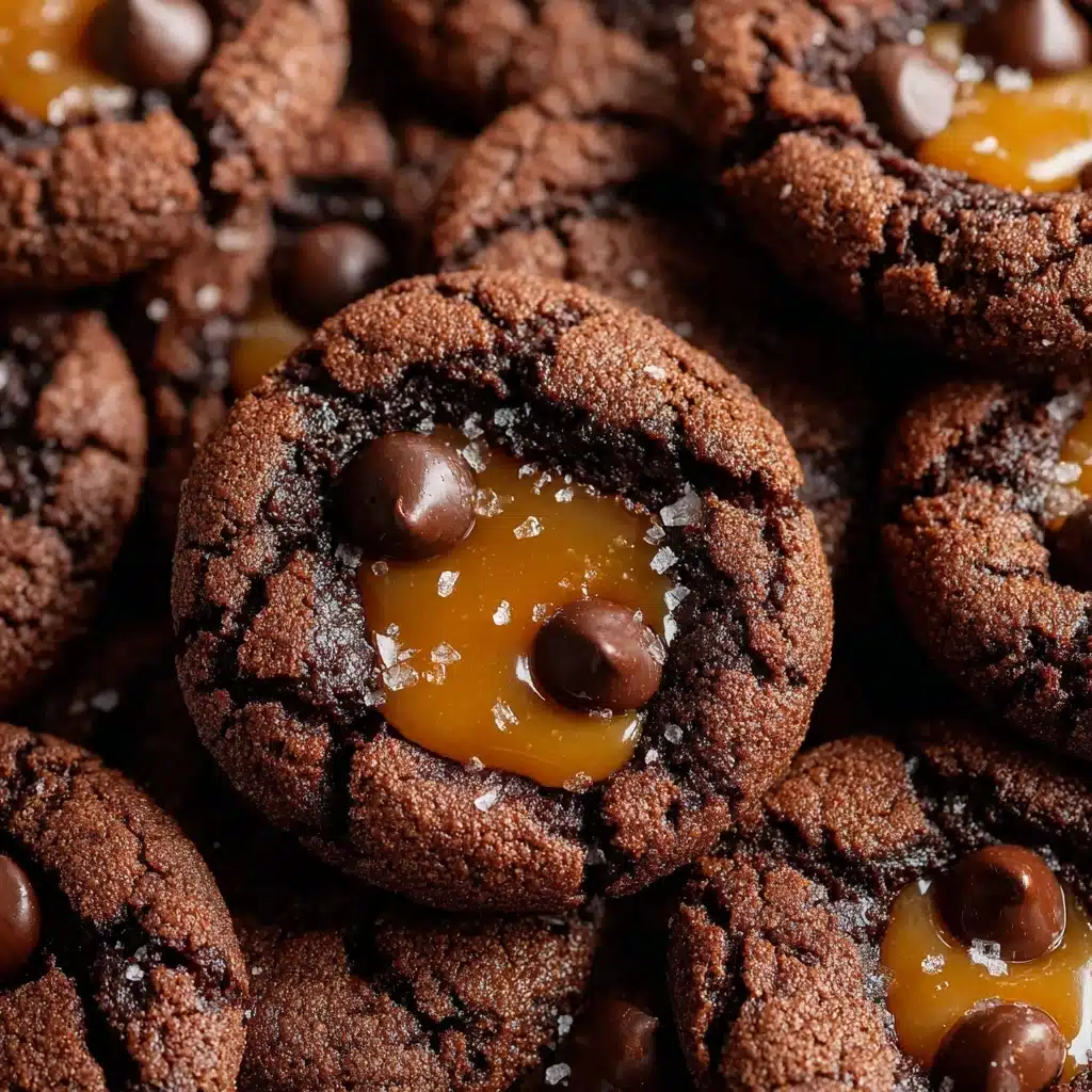Chocolate Peanut Butter Cookies with Gooey Caramel Recipe - Recipe Image