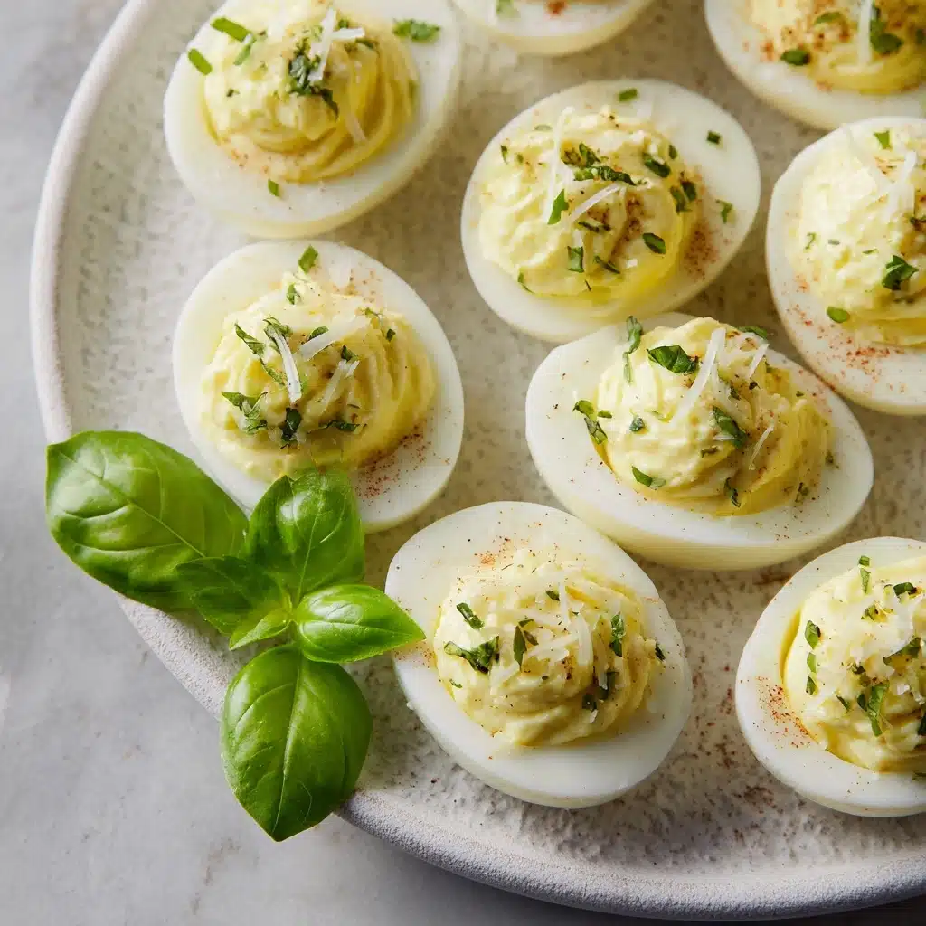 Basil Parmesan Deviled Eggs Recipe - Recipe Image