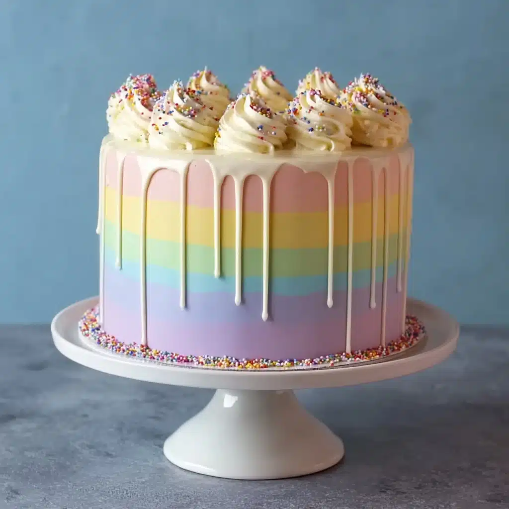 Rainbow Ombre Drip Layer Cake Recipe - Recipe Image