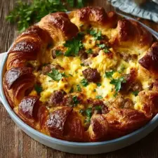 Make-Ahead Overnight Croissant Breakfast Casserole