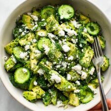 10-Minute Cucumber Avocado Salad with Dill & Feta Recipe