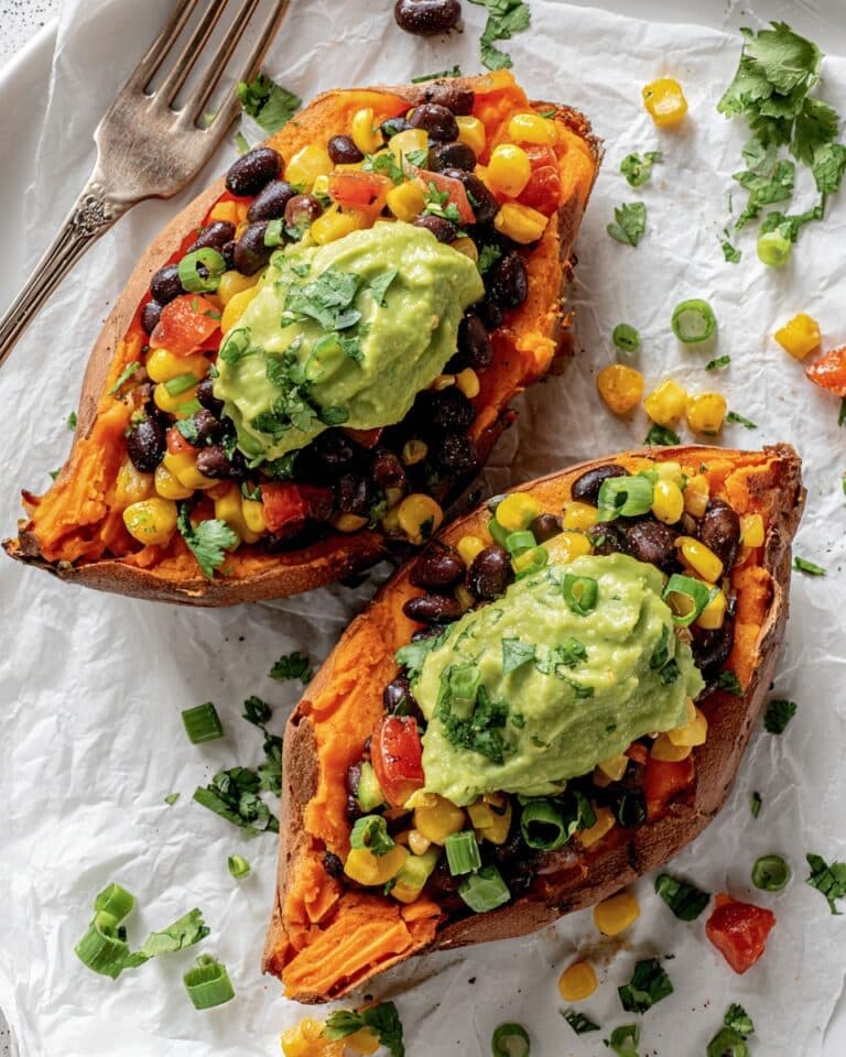 Stuffed Sweet Potatoes with Black Beans, Corn, and Tomato Recipe