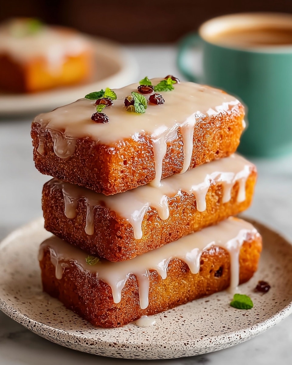 A stack of three rectangular fried doughnuts with a rough, golden-brown, sugar-coated texture, each generously covered with smooth, glossy light beige icing that drips down the sides in thick streams. The top doughnut is sprinkled with small, round, colorful sprinkles in red, blue, yellow, white, and green, adding bright pops of color. They are placed on a white plate with a dark blue patterned surface, all set against a white marbled textured background. In the blurred background, there are two white cups. photo taken with an iphone --ar 4:5 --v 7