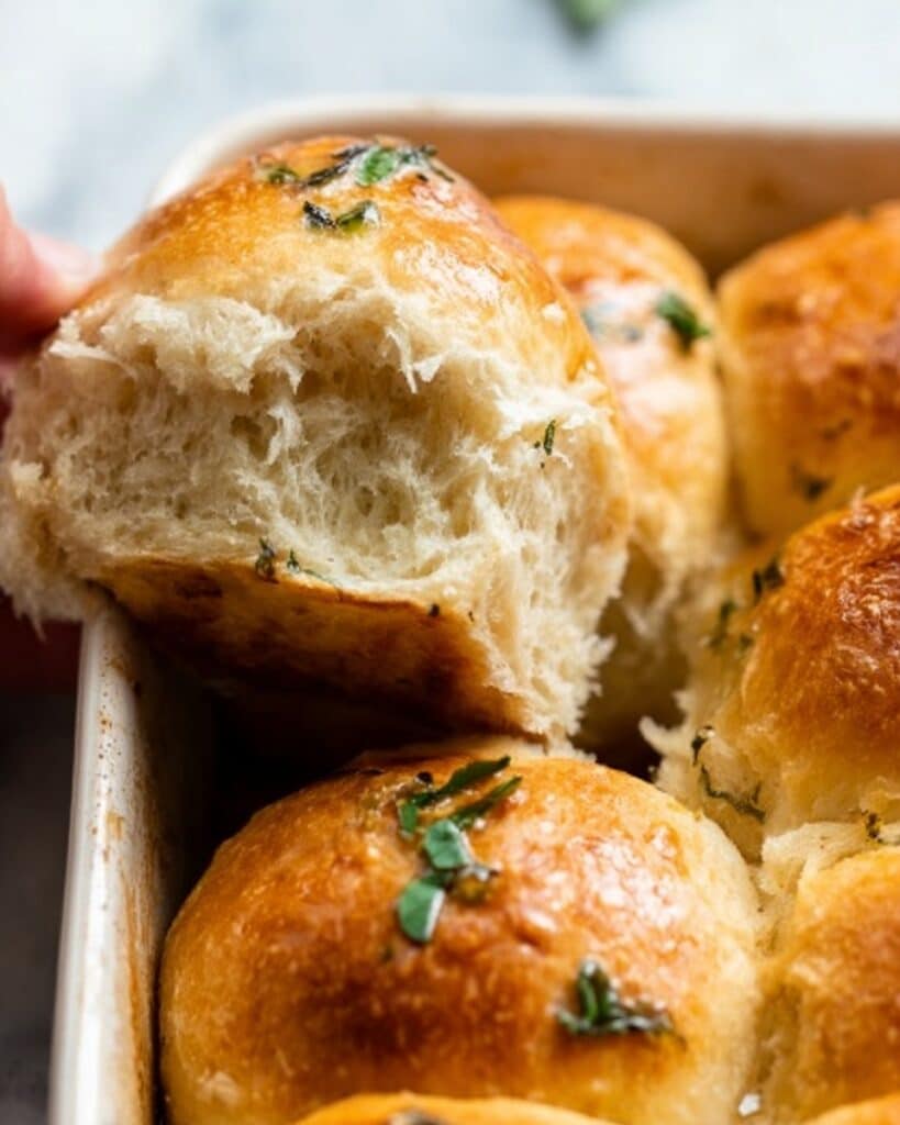 Cheesy Garlic Dinner Rolls with Dairy Free Herbed Butter Recipe