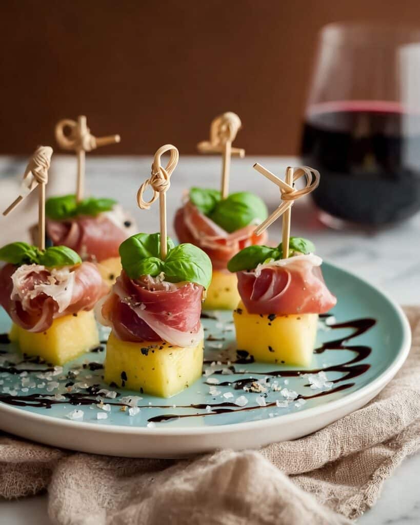 Delicious Prosciutto and Melon Skewers Appetizers Recipe