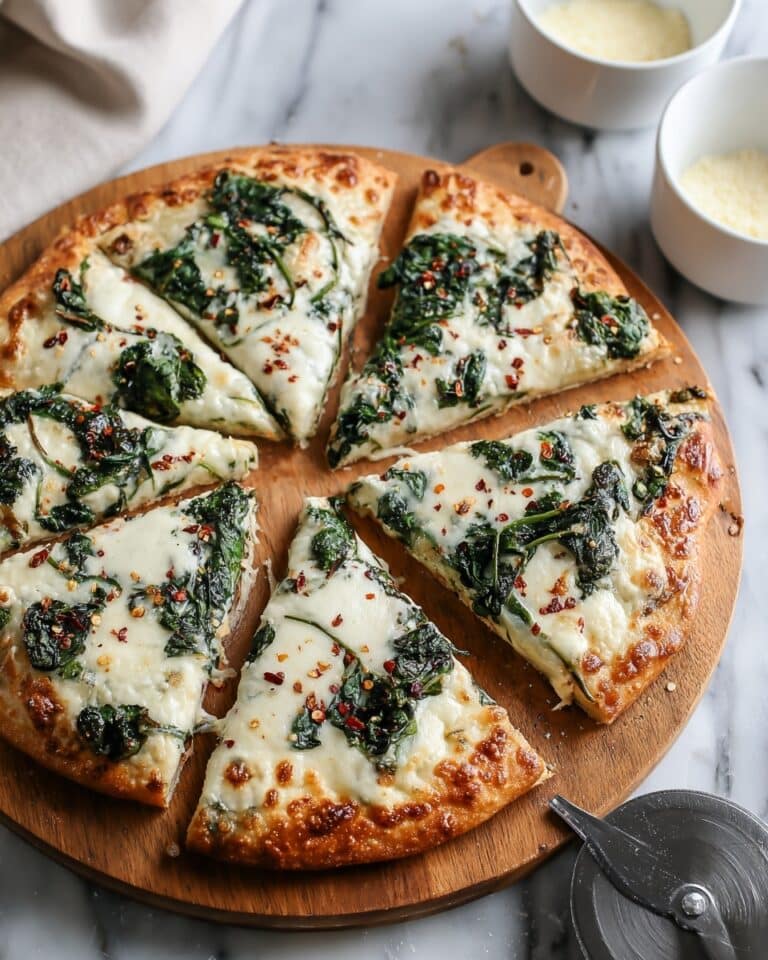 Roasted Garlic Spinach White Pizza Recipe