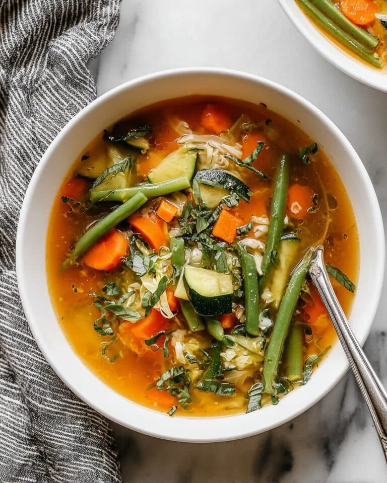 Cabbage Soup with Vegetables and Fresh Basil Recipe